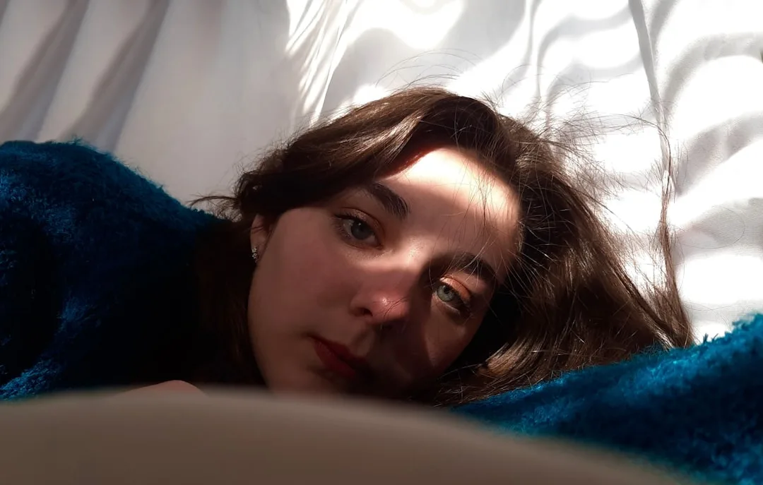 emotional tension crying woman in bed